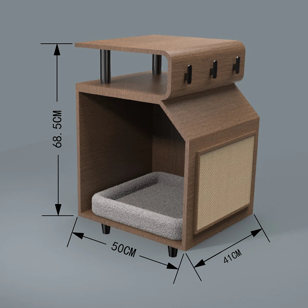 Pysinożek™ | Drewniany Domek Premium dla Psa i Kota – Meble ze Stylową Poduszką