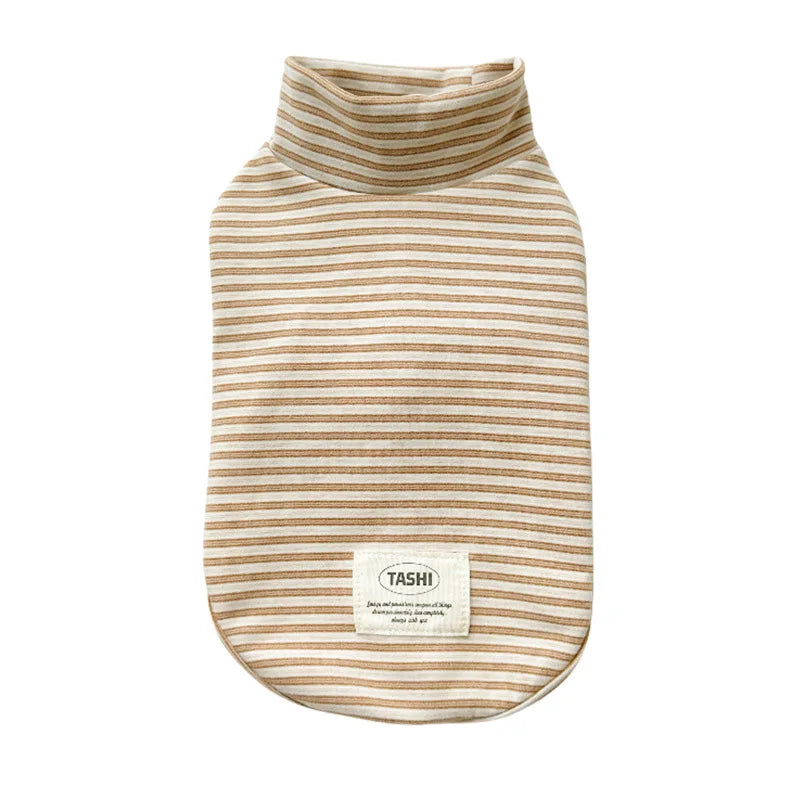 Pysinożek™ | Aksamitna bluza „Velvet Stripe” dla psa i kota – jesień/zima, ciepła, haftowana, skandynawski beż