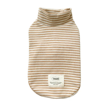 Pysinożek™ | Aksamitna bluza „Velvet Stripe” dla psa i kota – jesień/zima, ciepła, haftowana, skandynawski beż