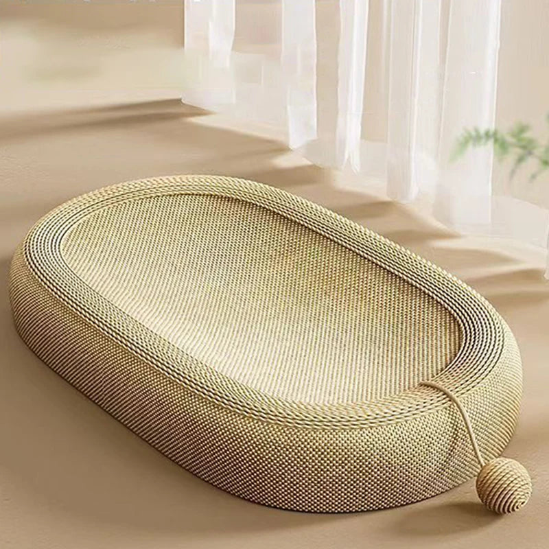 Pysinożek™ | Drapak i legowisko dla kota z piłeczką – Owalny design z sizalu