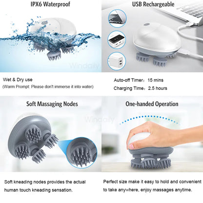 Pysinożek™ | Elektryczny masażer głowy i ciała – relaks dla psa, kota i opiekuna